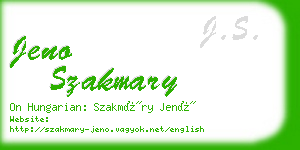 jeno szakmary business card